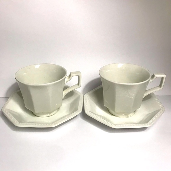 Johnson Brothers Heritage Ironstone 2 Cup & Saucer Sets White Vintage England - Picture 1 of 16